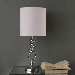 21.5-Inch Milo Abstract Brushed Silver Metal Table Lamp