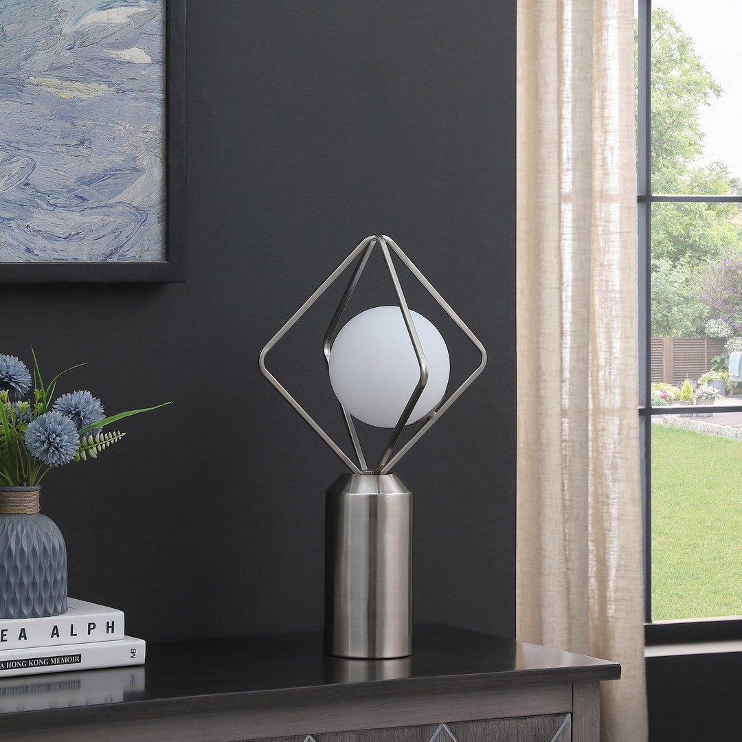 19.5"In Ernst Modern Monoclinic Pendeloque Silver Metal Table Lamp