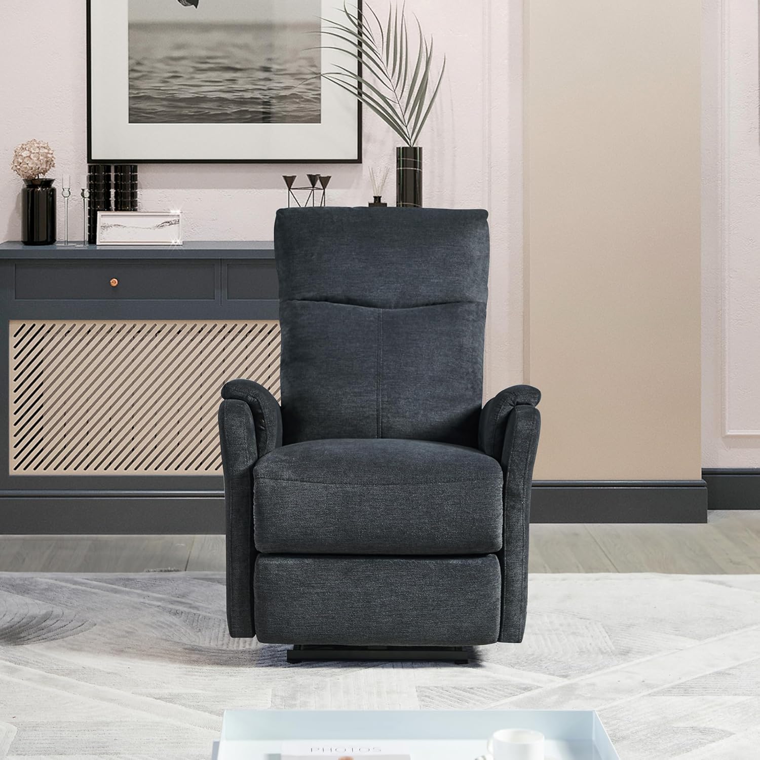 Kai Modern Contemporary Power Recliner Blue with USB Charger