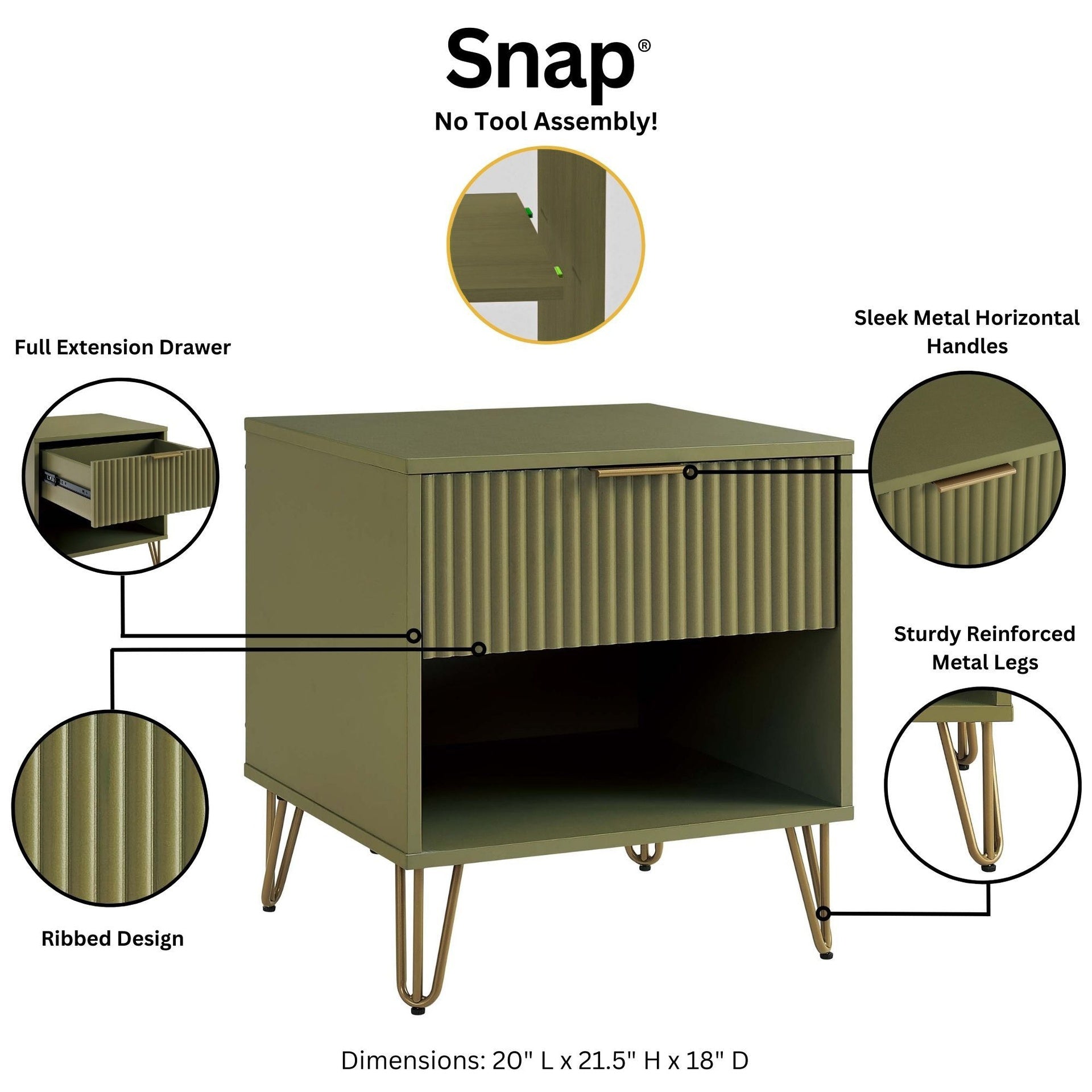 Nightstand in Olive Green