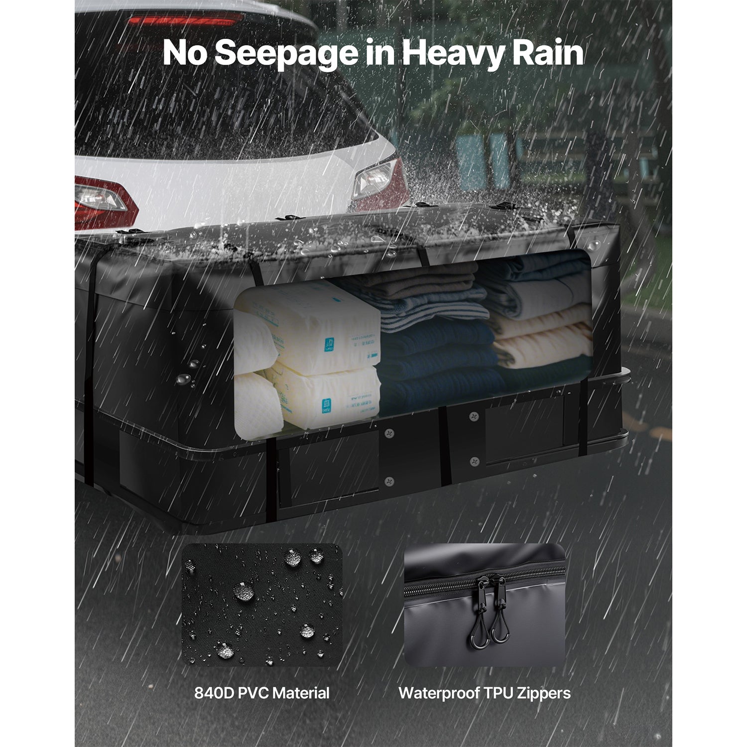 Hitch Cargo Carrier Bag 59.84 x 23.9 x 24.02 in (20 Cu.ft) with 8 Straps