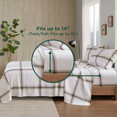 4-Piece Cal King Sheet Set,Tan Plaid