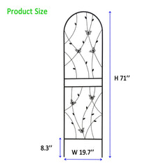 2 Pack Metal Garden Trellis 71" x 19.7" Rustproof Trellis for Climbing Plants Outdoor Flower Support Butterfly Deco Black