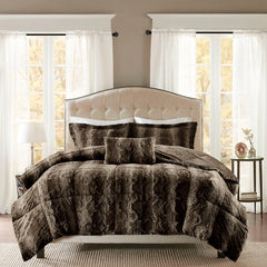 Full/Queen 4PC Faux Fur Comforter Set