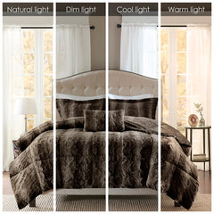 Full/Queen 4PC Faux Fur Comforter Set