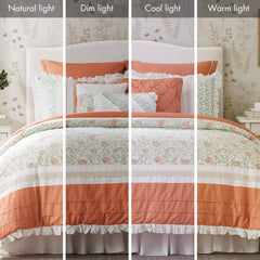 9 Piece Cotton Percale Comforter Set Coral Queen