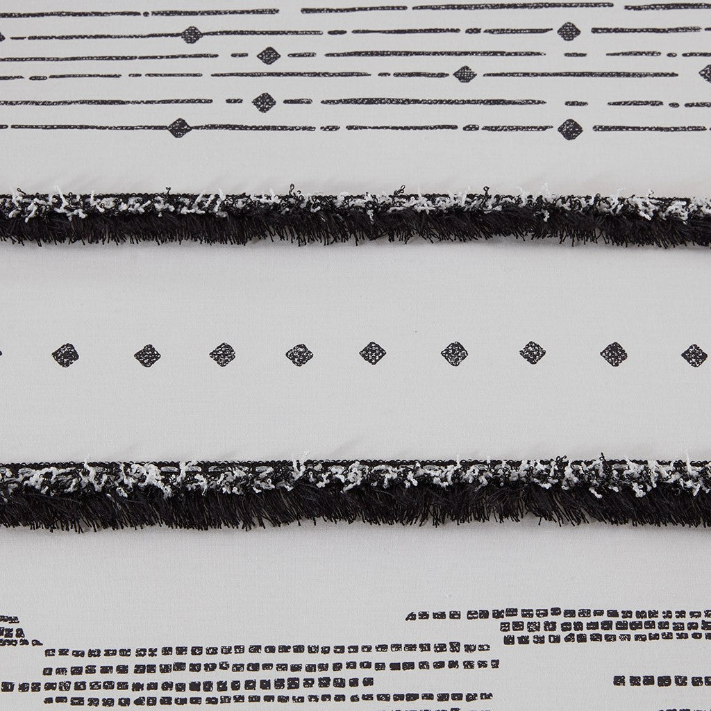 Cotton Printed Comforter Set with Trims Black/White King/Cal King