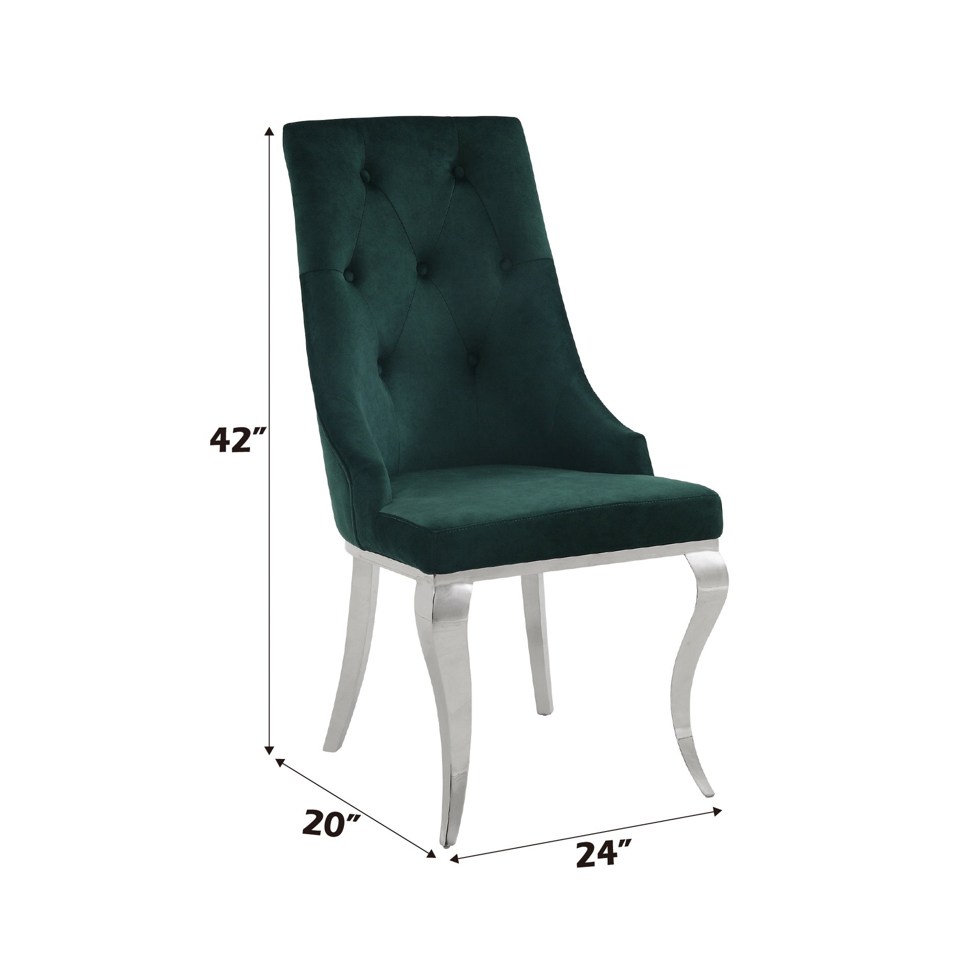 Dekel Green Fabric & Stainless Steel Side Chair (Set of 2)