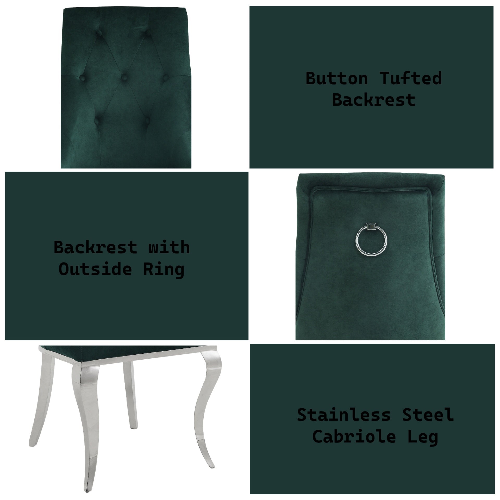 Dekel Green Fabric & Stainless Steel Side Chair (Set of 2)