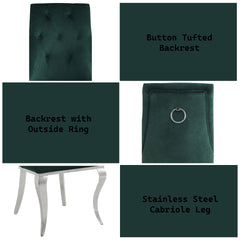 Dekel Green Fabric & Stainless Steel Side Chair (Set of 2)