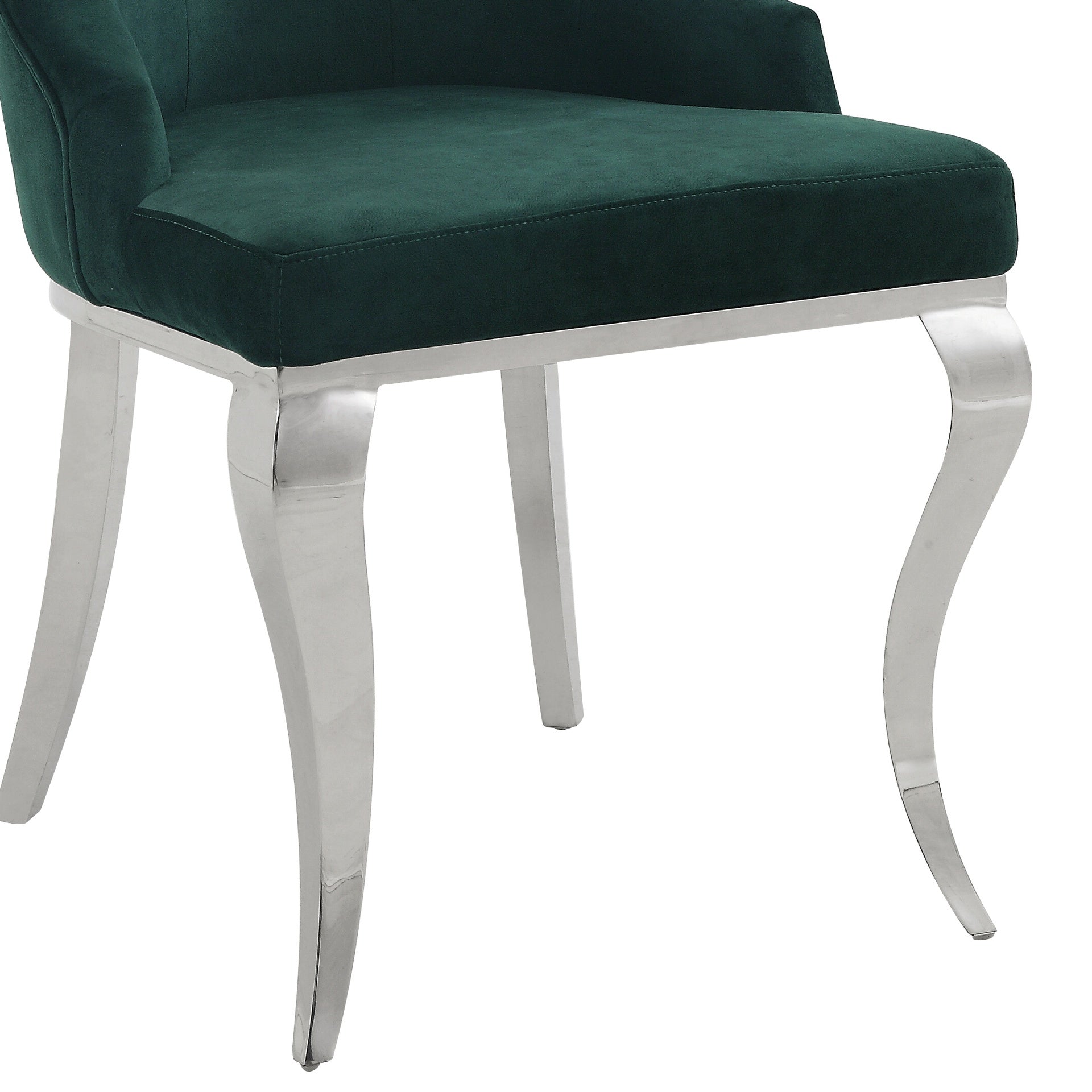 Dekel Green Fabric & Stainless Steel Side Chair (Set of 2)