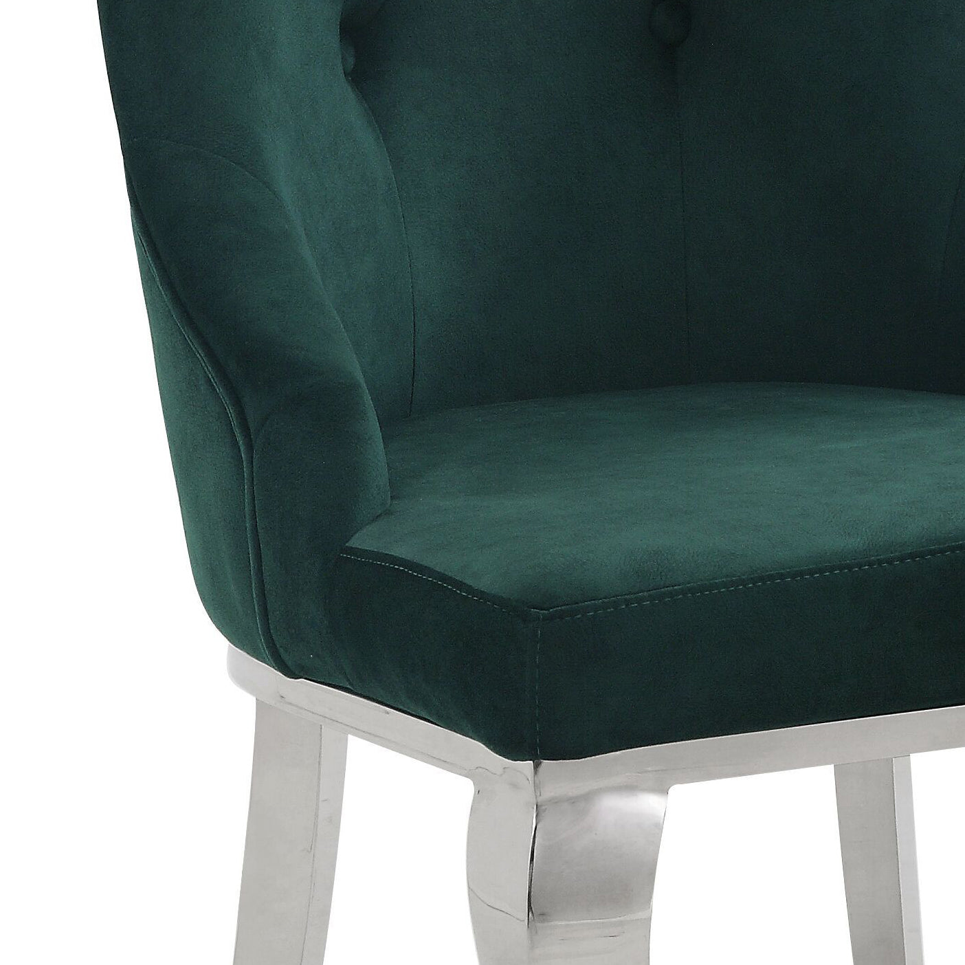 Dekel Green Fabric & Stainless Steel Side Chair (Set of 2)