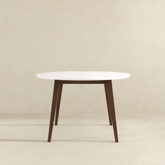Paloma Mid-Century Modern Round Dining Table in White Solid Wood, 43.3 Inches for Kitchen, Dining Room, Dinette, Breakfast