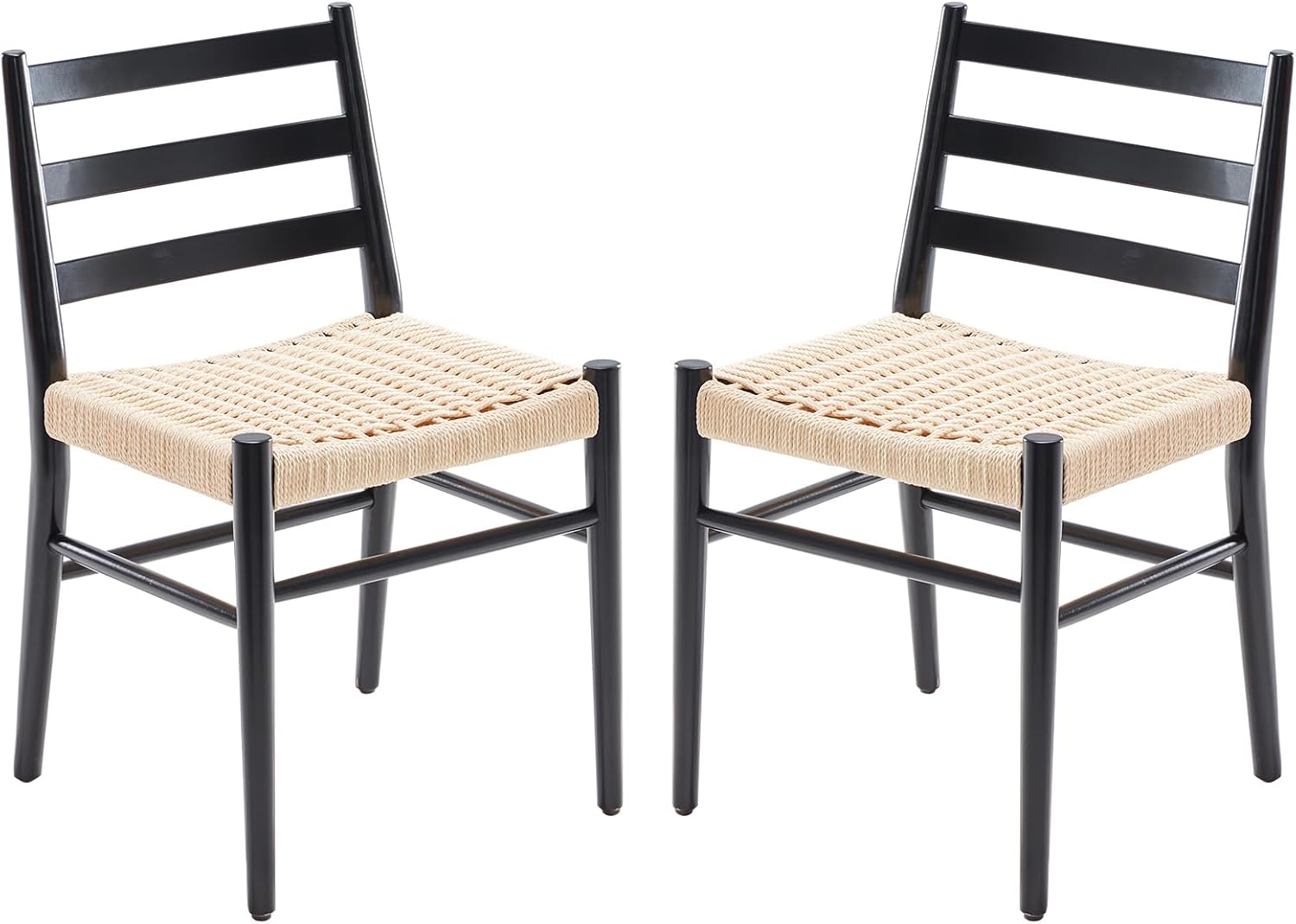 Dining Chairs Set of 2, Woven Rope Seat with Sturdy Metal Frame, Mid Century Modern Dining Room Chairs for Kitchen, Living Room, Restaurant