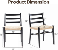 Dining Chairs Set of 2, Woven Rope Seat with Sturdy Metal Frame, Mid Century Modern Dining Room Chairs for Kitchen, Living Room, Restaurant