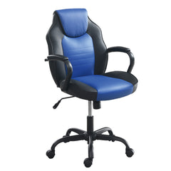 Office Chair Adjustable Height Office Chair Blue and Black Faux Leather