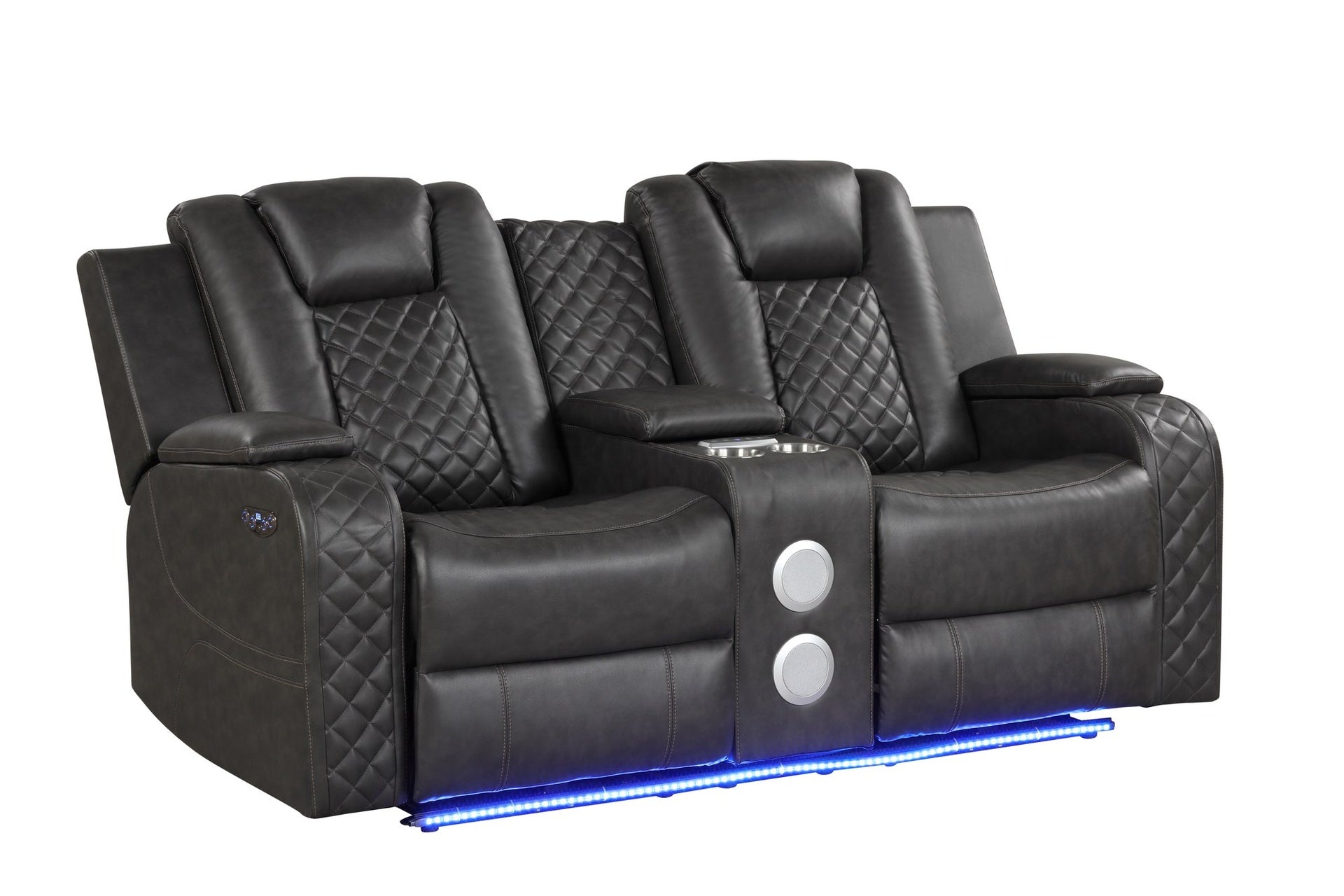 BENZ LED & Power Reclining Loveseat Made With Faux Leather in Black      same asG150109056  (NJ inventory)