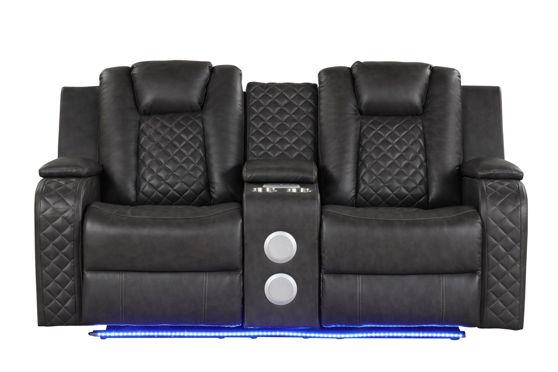 BENZ LED & Power Reclining Loveseat Made With Faux Leather in Black      same asG150109056  (NJ inventory)