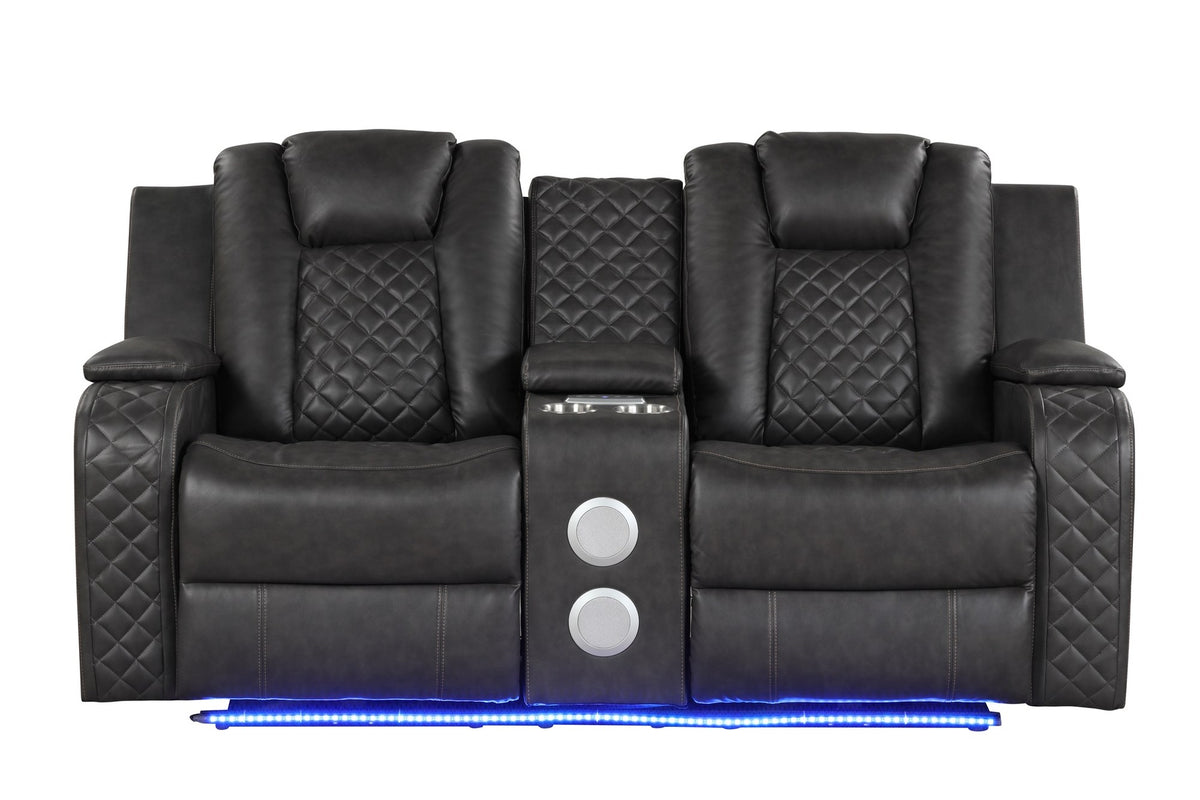 BENZ LED & Power Reclining Loveseat Made With Faux Leather in Black      same asG150109056  (NJ inventory)