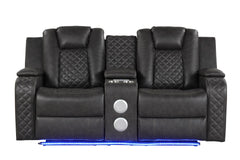 BENZ LED & Power Reclining Loveseat Made With Faux Leather in Black      same asG150109056  (NJ inventory)