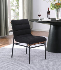 Liana Black Boucle Fabric Set of 2 Dining Chair with Black Iron Legs