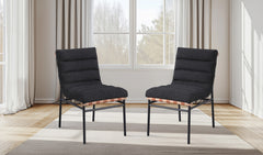 Liana Black Boucle Fabric Set of 2 Dining Chair with Black Iron Legs