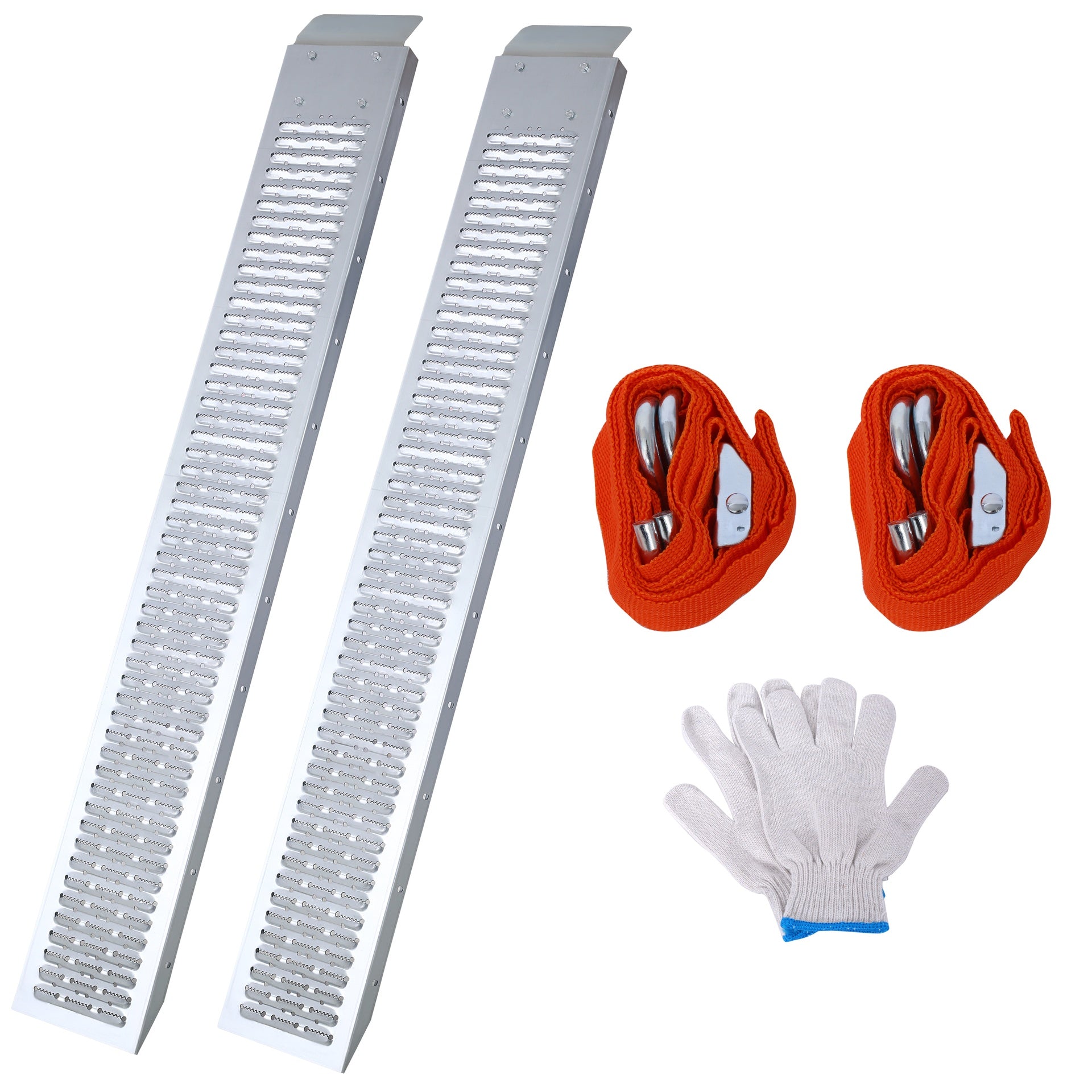 66" L Loading Ramps, 960lbs Capacity Loading Ramps for Pickup Trucks, Steel Motorcycle Ramp, Dirt Bike Ramp for Truck, Lawn Mower, Snowblower, ATV, Quad, Pack of 2  ,with 2pcs tie straps,1pair gloves