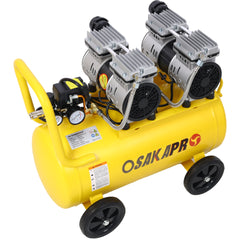 2.5 HP Silent Air Compressor 13 Gallon, Oil-Free, Electric Shop Air Compressor Portable,Lightweight with Wheels, 70 dBA Noise Level, with Automatic Drain Valve,Yellow