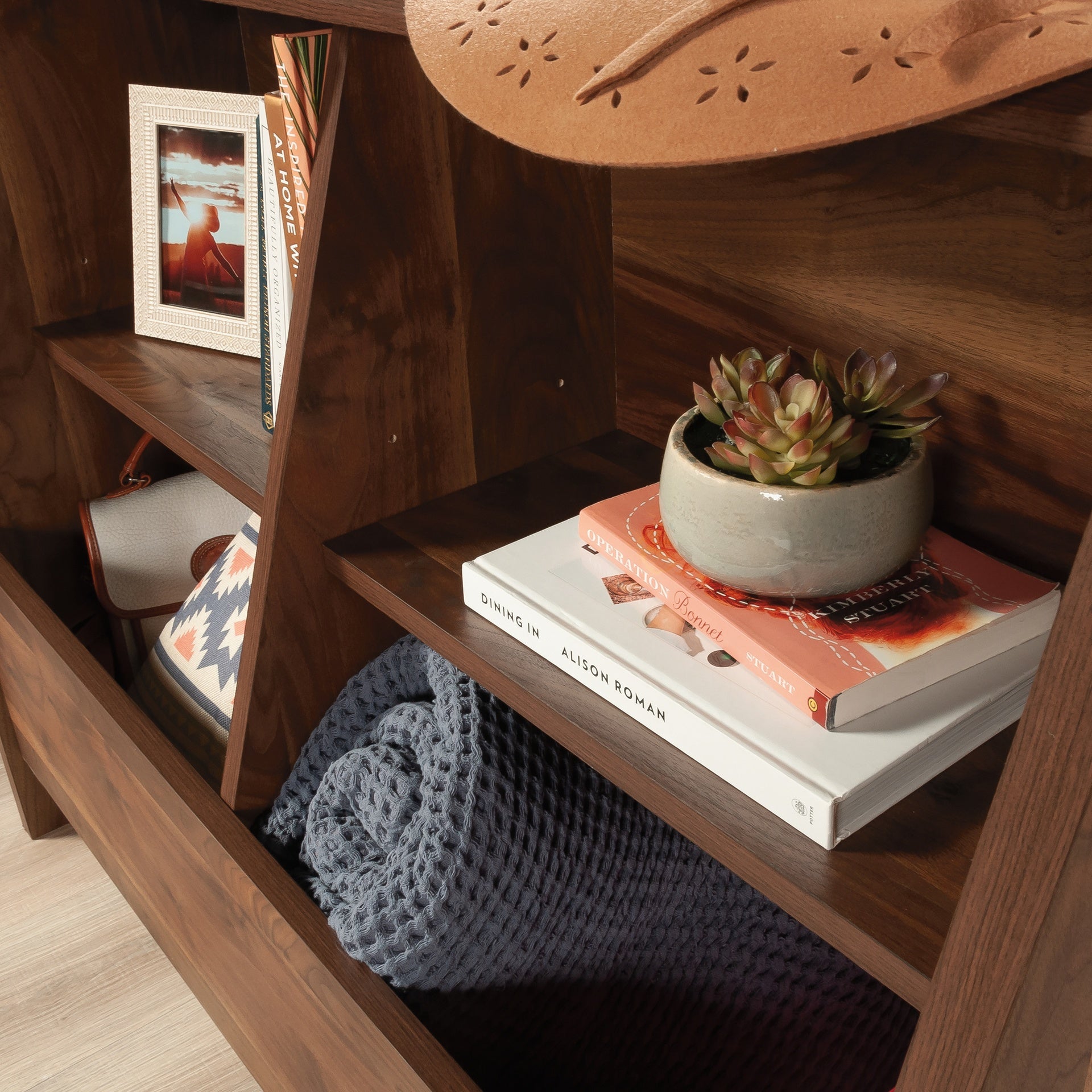 Mid-Century Modern Bookcase, Brown finish
