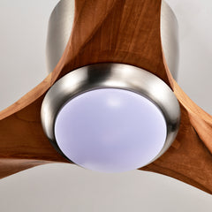 52" Flush Mount Fan Light,3 PCS Solid Wood Blades Ceiling Fan with Lights Remote Control,Quiet DC Motor, 6 Speed ,Reversible Ceiling Fan for Patio Living Room, Bedroom, Office,Indoor.(Stain Nickel )