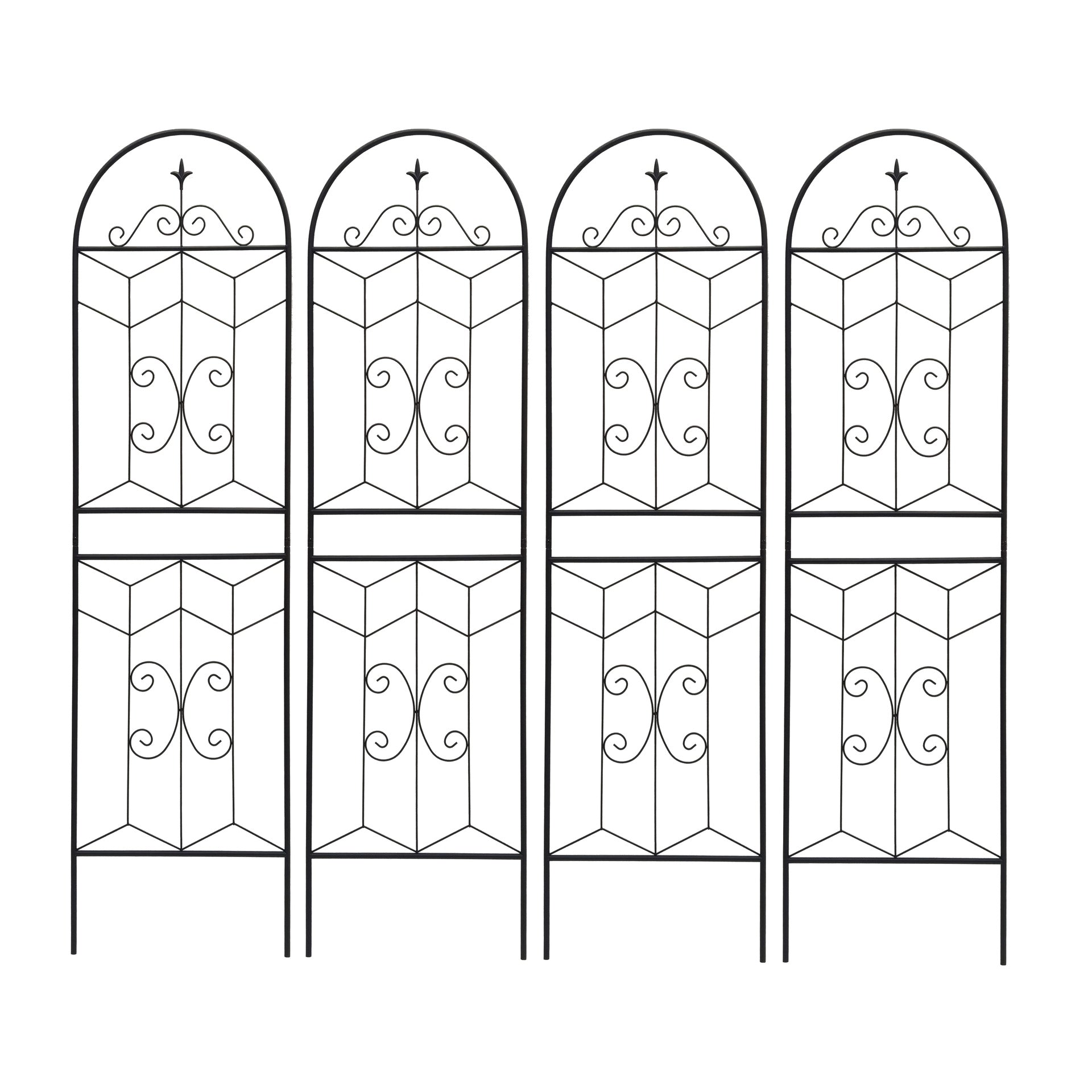 4 Pack Metal Garden Trellis 71" x 19.7" Rustproof Trellis for Climbing Plants Outdoor Flower Support Black
