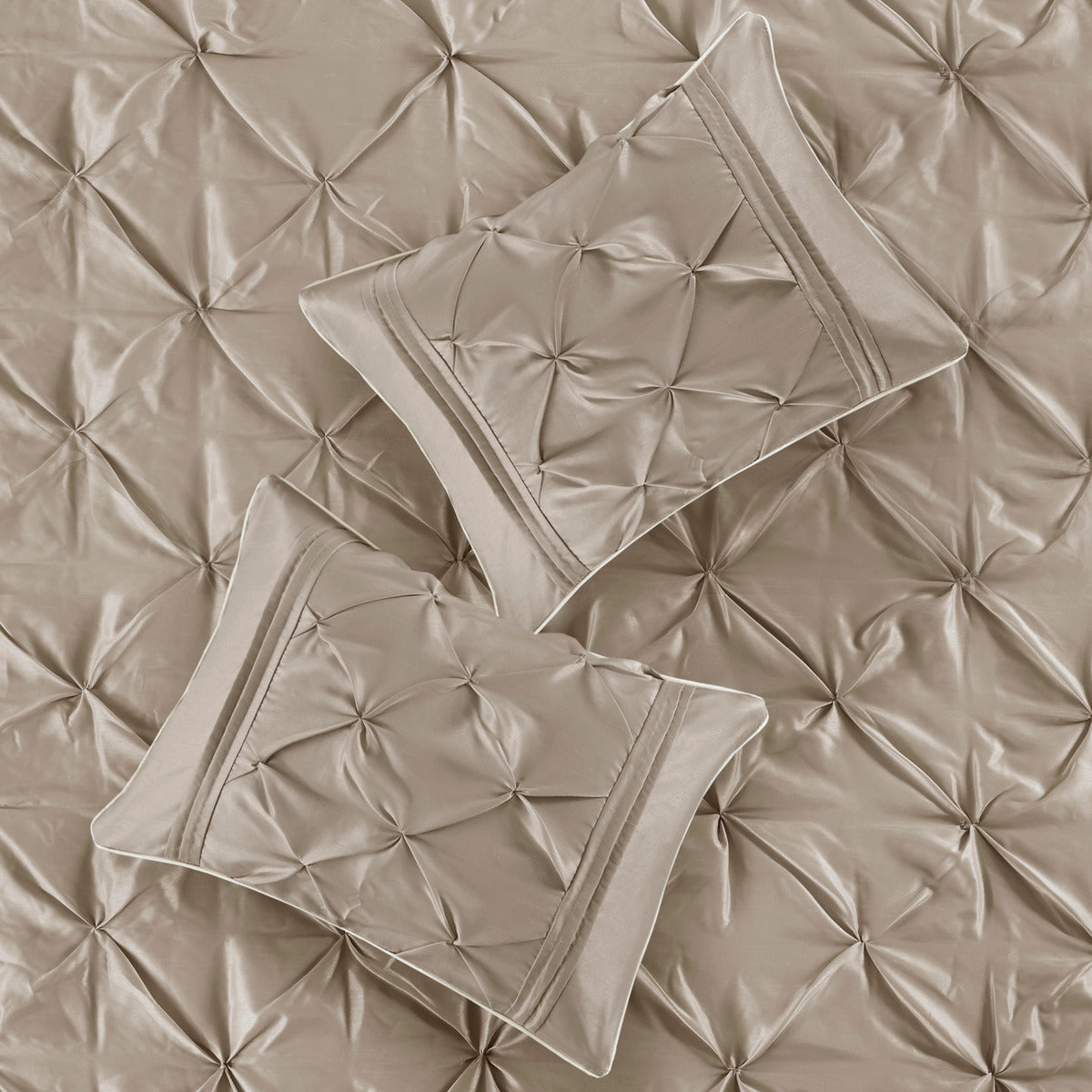 7 Piece Tufted Comforter Set Taupe King
