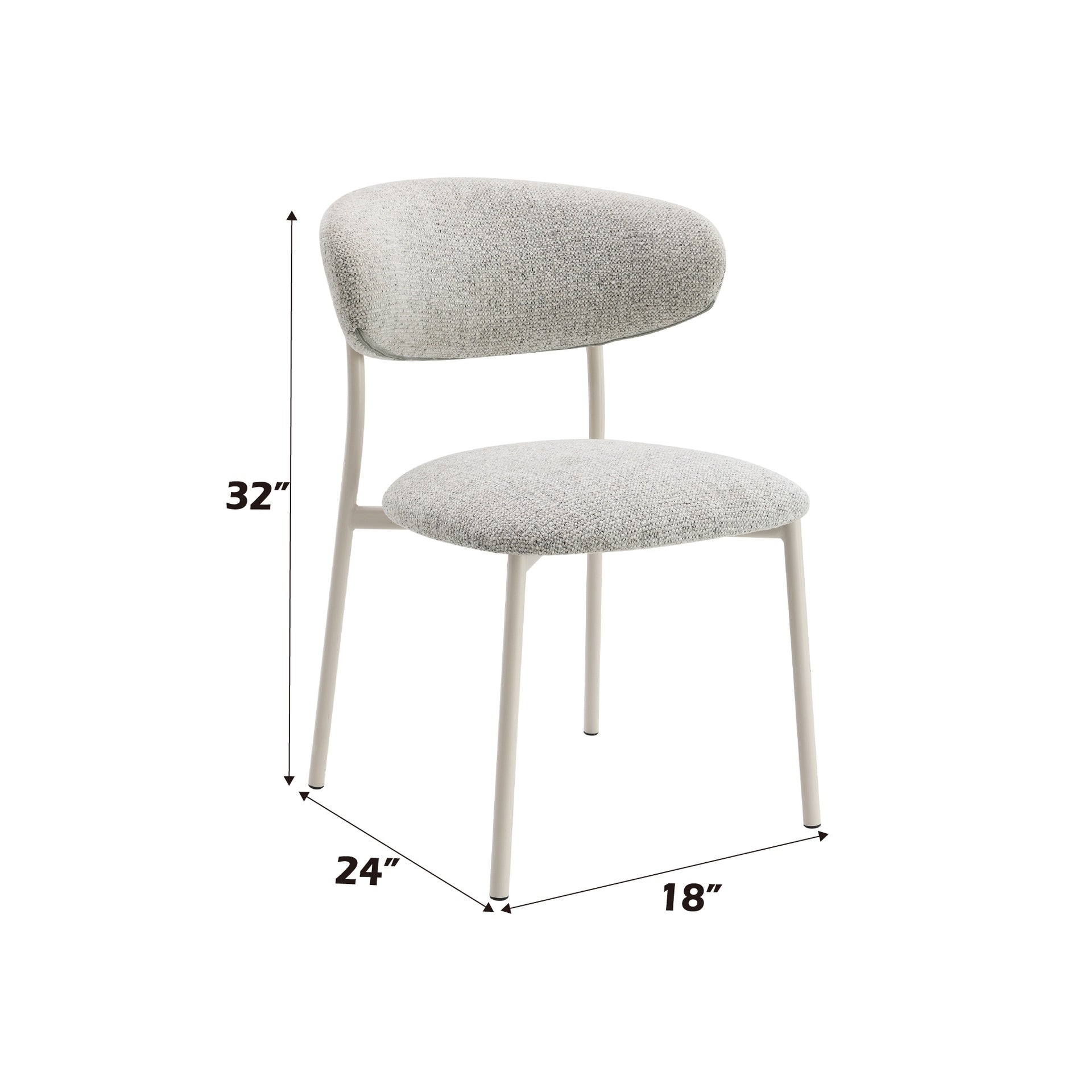 Kalam Light Gray Fabric Finish Side Chair (Set of 2)