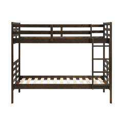 Twin over Twin Bunk Bed 1pc Classic Dark Brown Finish Youth Bedroom Furniture Durable Wood