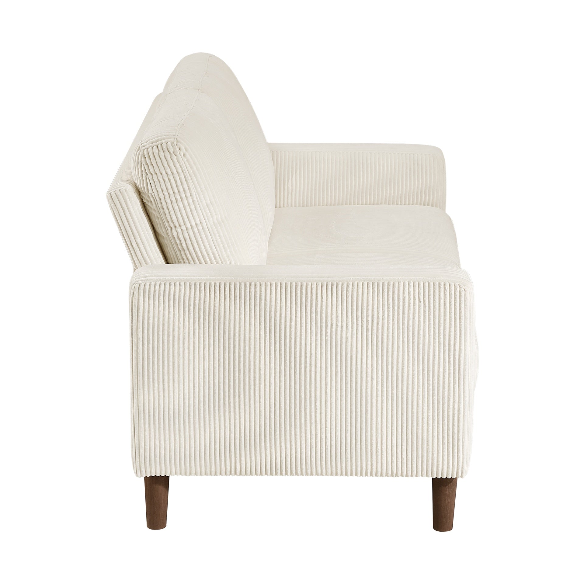 Modern Contemporary Beige Corduroy Upholstered Loveseat Comfortable Cushion Solid Wood Living Room Furniture 1pc
