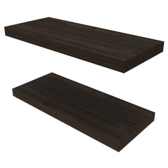 FM FURNITURE Iva Floating shelf in melamine x2 ,Dark Walnut