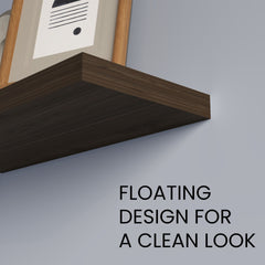 FM FURNITURE Iva Floating shelf in melamine x2 ,Dark Walnut