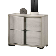 Contemporary Style 1pc Nightstand Melamine Top Chrome Handles French Dovetail Drawers White Wash Finish Bedroom Furniture