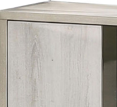 Contemporary Style 1pc Nightstand Melamine Top Chrome Handles French Dovetail Drawers White Wash Finish Bedroom Furniture