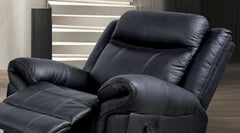 Transitional Style Glider Recliner Contrast Welt Black Finish Faux Leather Material Primary Living Room