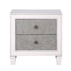Modern Rustic White and Gray Finish 2-Drawers Nightstand Wooden Bedroom Furniture 1pc Farmhouse Style