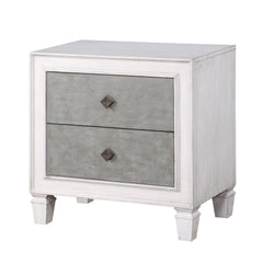 Modern Rustic White and Gray Finish 2-Drawers Nightstand Wooden Bedroom Furniture 1pc Farmhouse Style