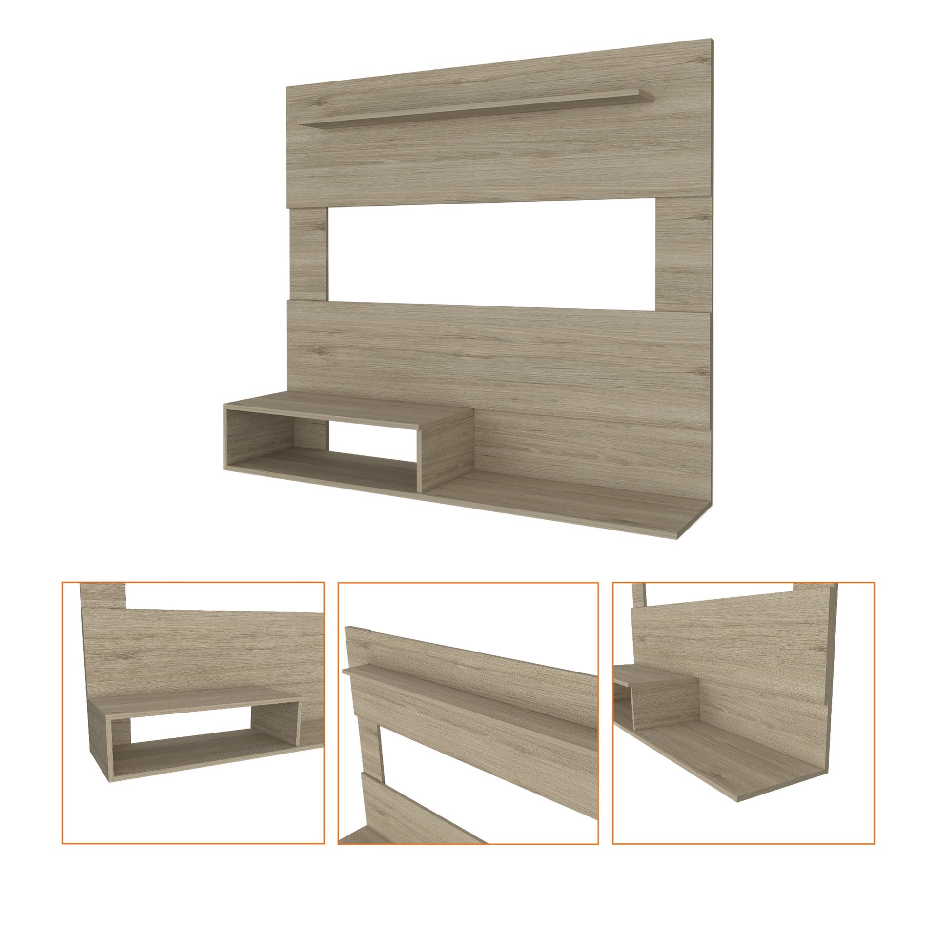 Cabos Floating Entertainment Center For TV´s up 55", One Upper Shelf, Two Shelves