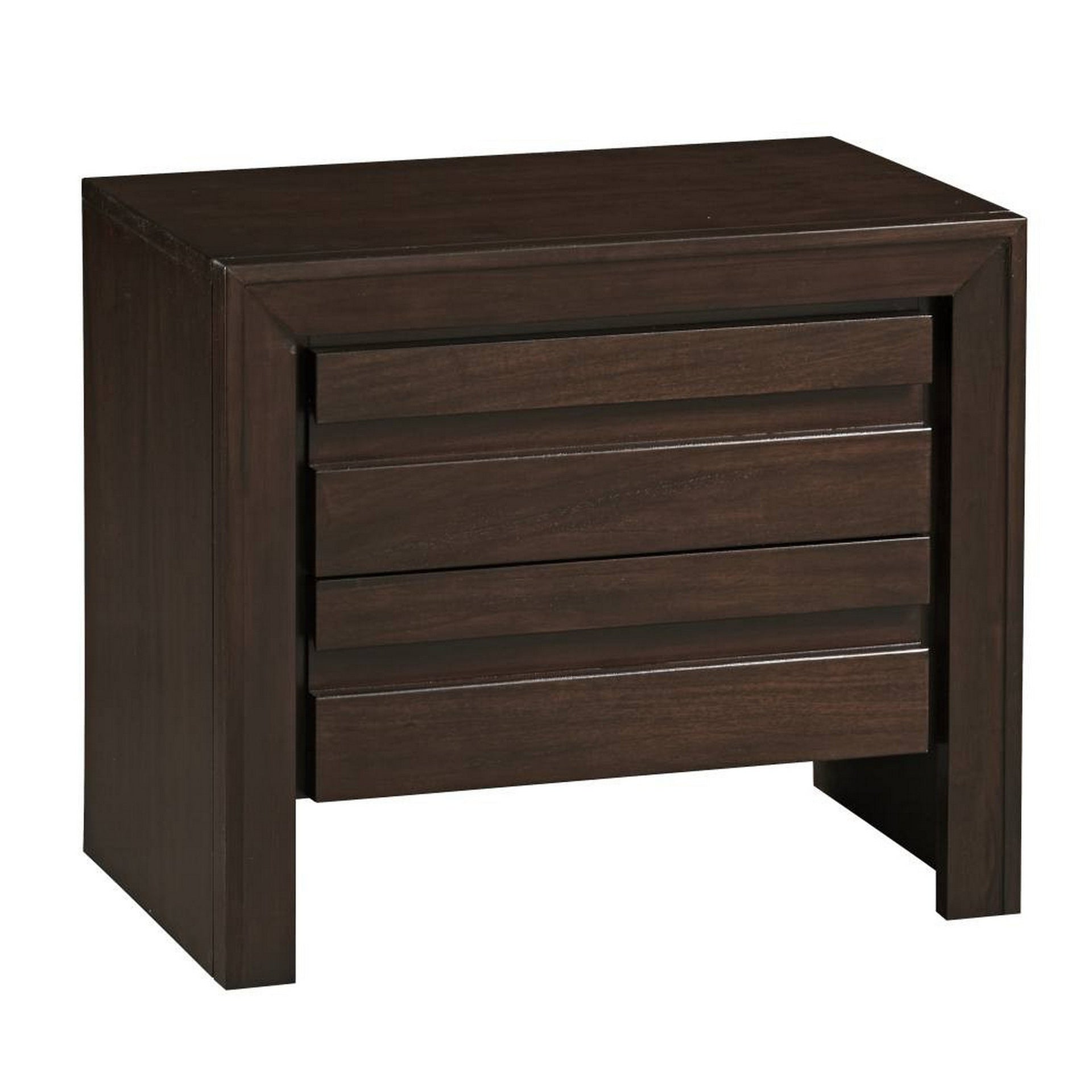 Wooden Nightstand with Two Drawers, Brown