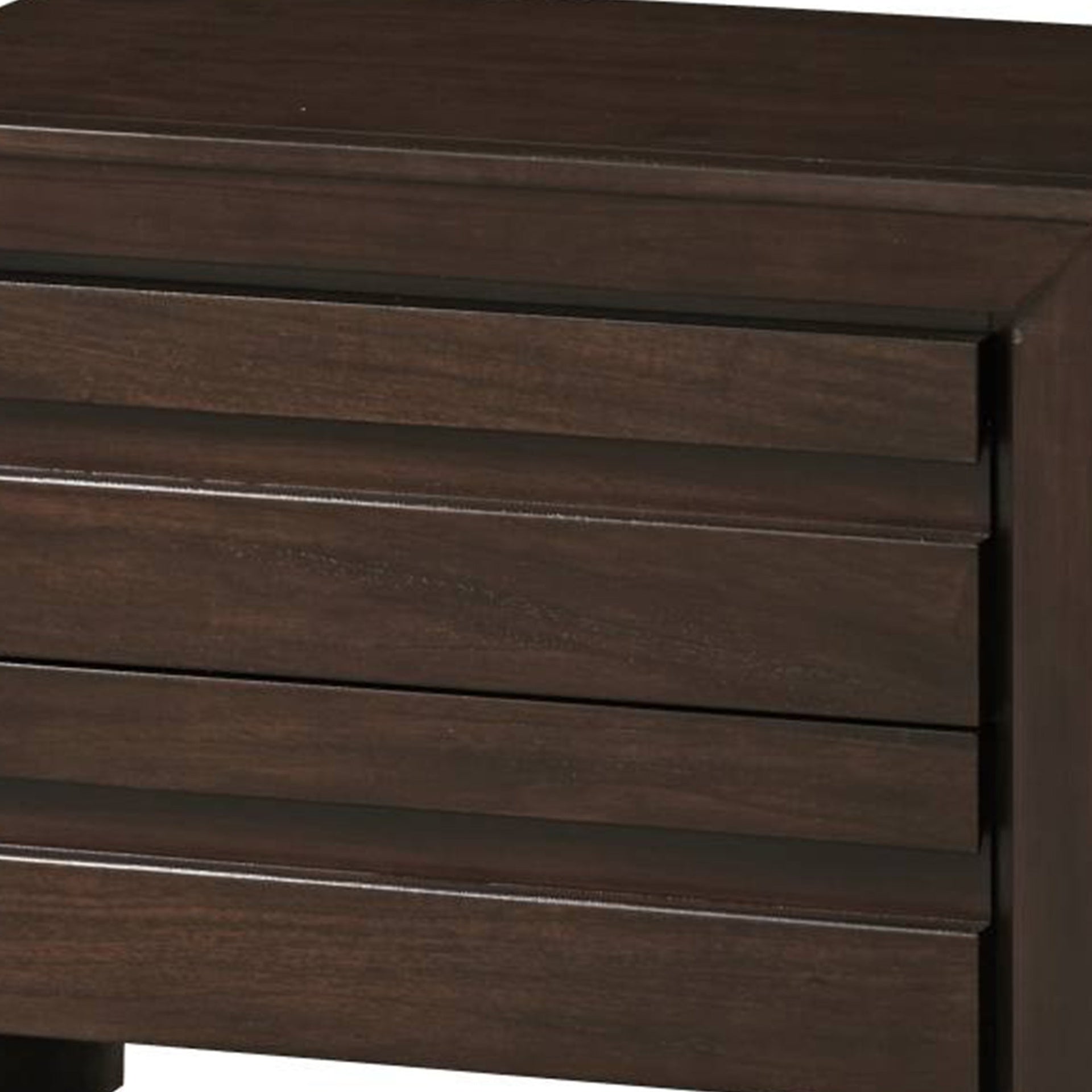 Wooden Nightstand with Two Drawers, Brown
