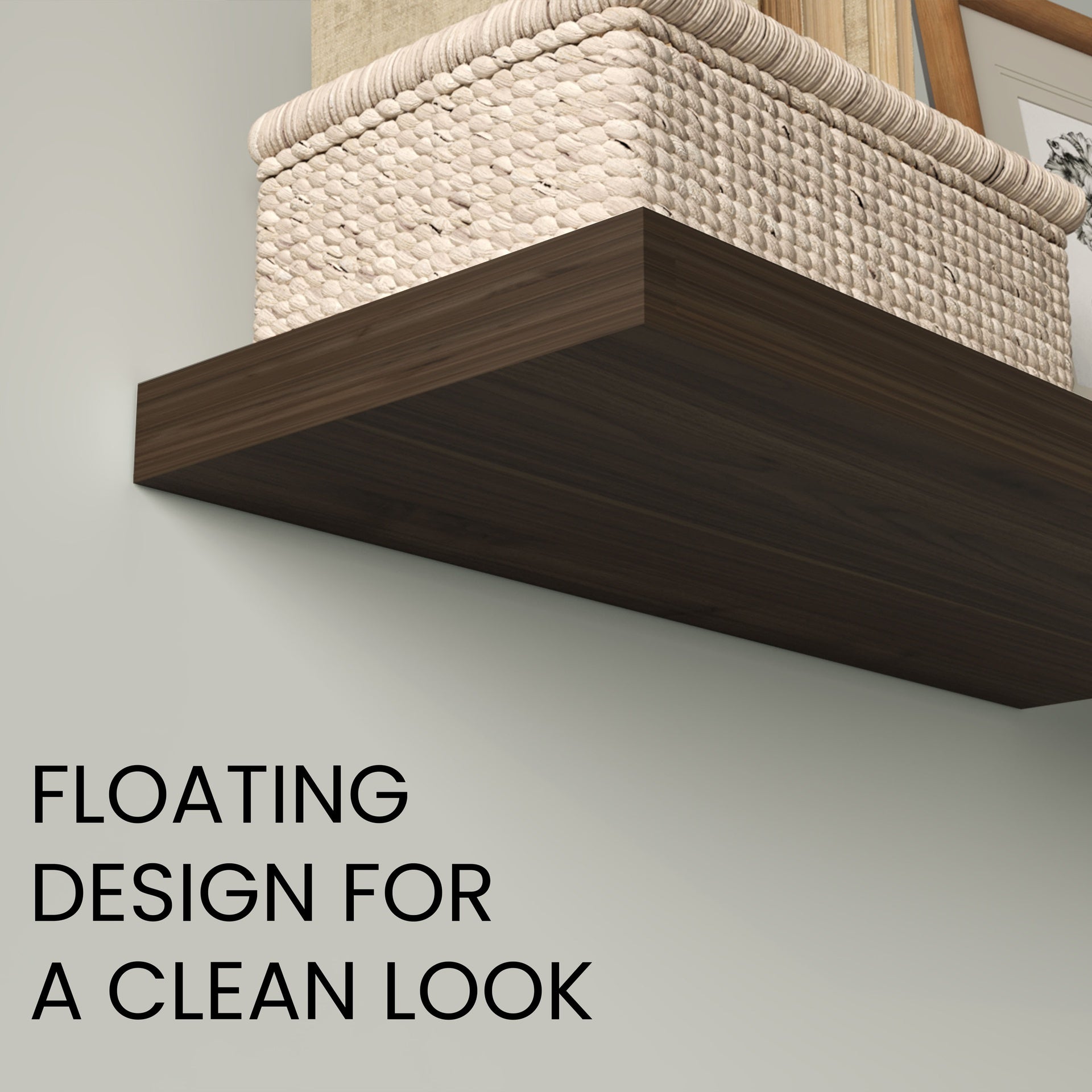 Floating Shelves, Dark Oak, 2 Shelves, 1.50" H