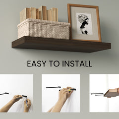 Floating Shelves, Dark Oak, 2 Shelves, 1.50" H