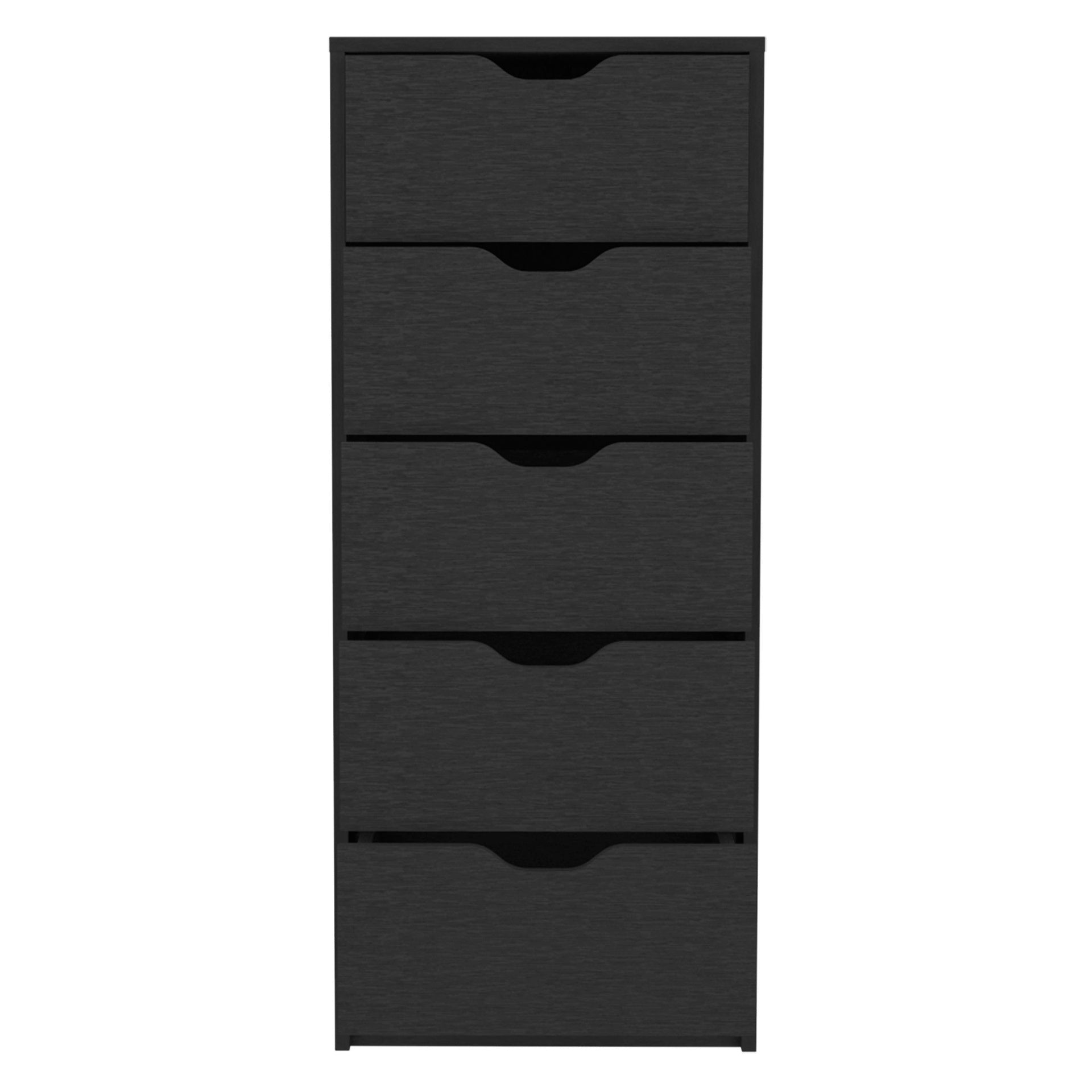 Dresser 42 inchH, 5 Drawers , Slim Storage Chest of Drawers, Black