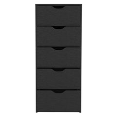 Dresser 42 inchH, 5 Drawers , Slim Storage Chest of Drawers, Black