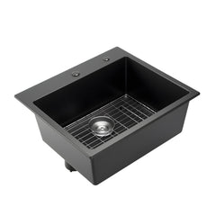25 inch Granite Kitchen Sink Top Mount Single Bowl Drop-In Basin for RV Bar